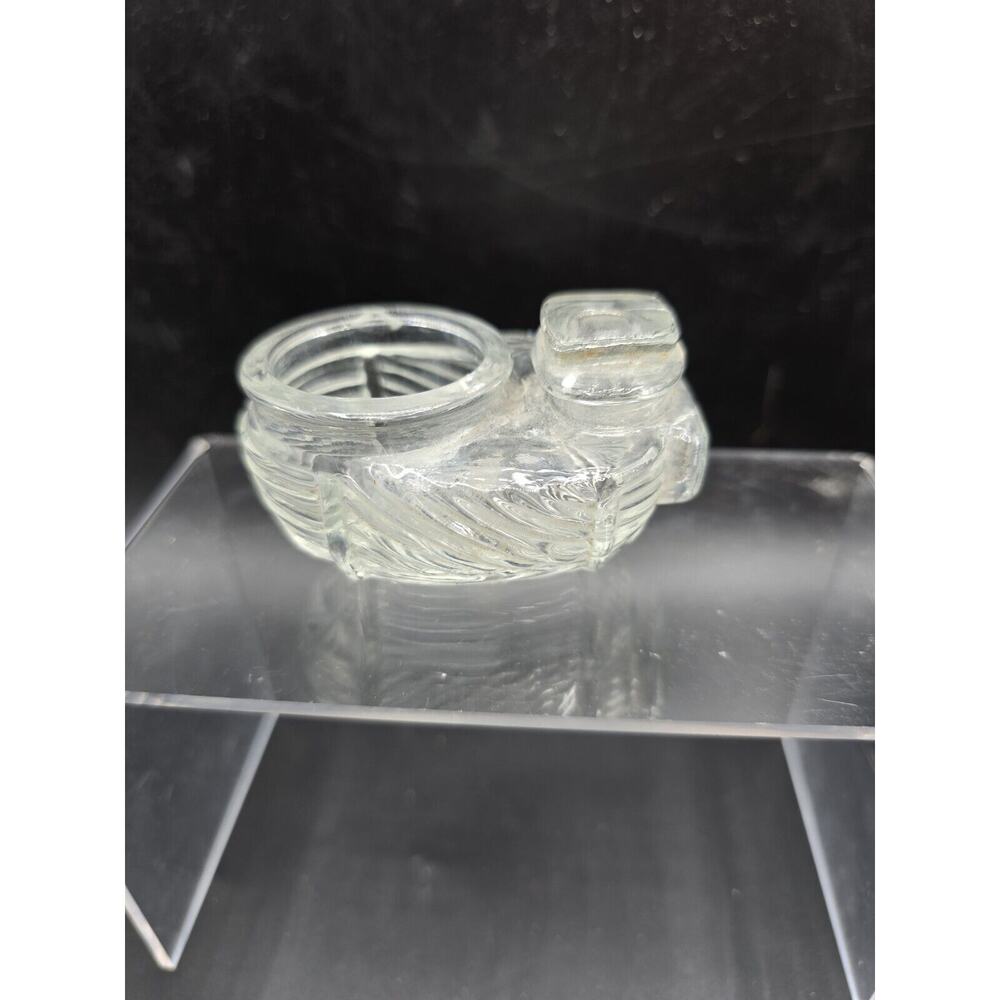 Vintage Glass Bird Feeder Food Holder for Bird Cage Egg Basket Shaped Marked 4